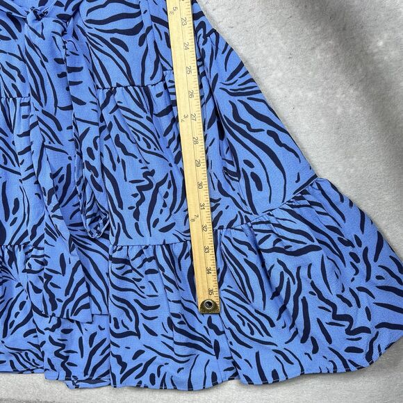 Eliza J Dress 20W Periwinkle Blue Animal Print Zebra Stripe Ruffle Sleeve Dress - Picture 8 of 13